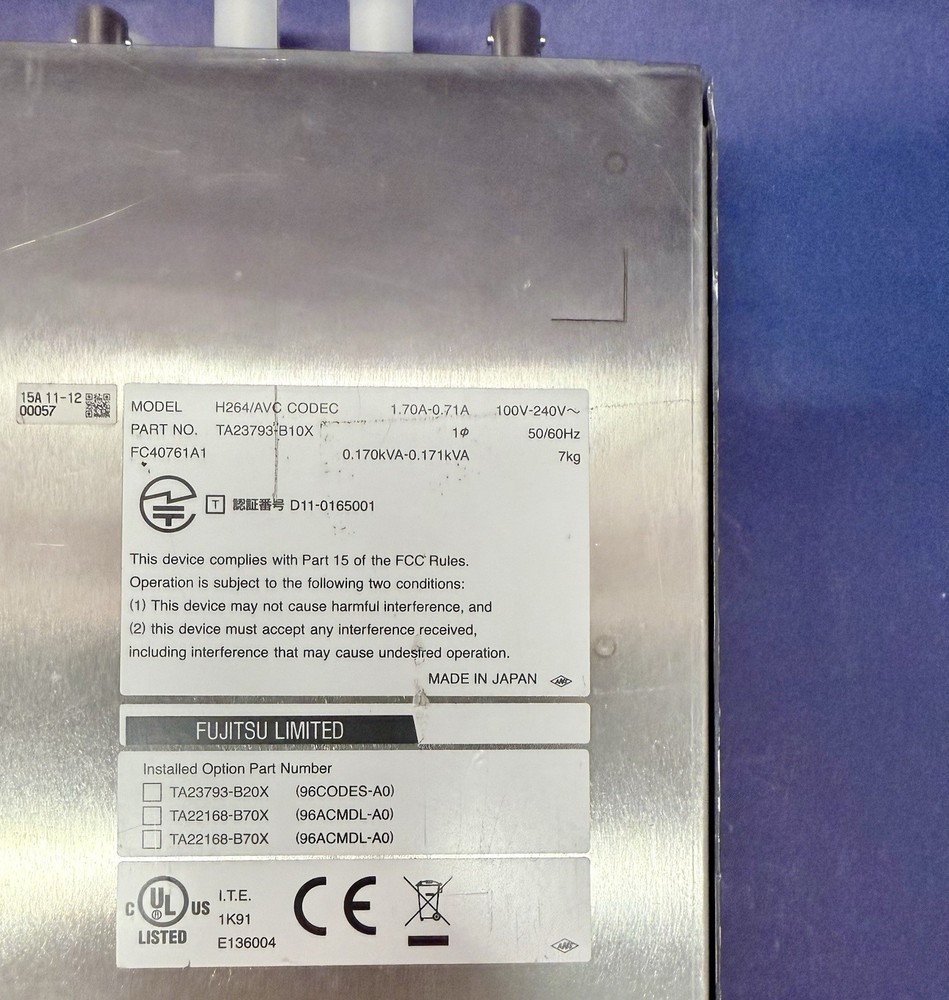 Fujitsu IP-9610 HD/SD Codec Video Encoding H.264 Digital Media Encoder