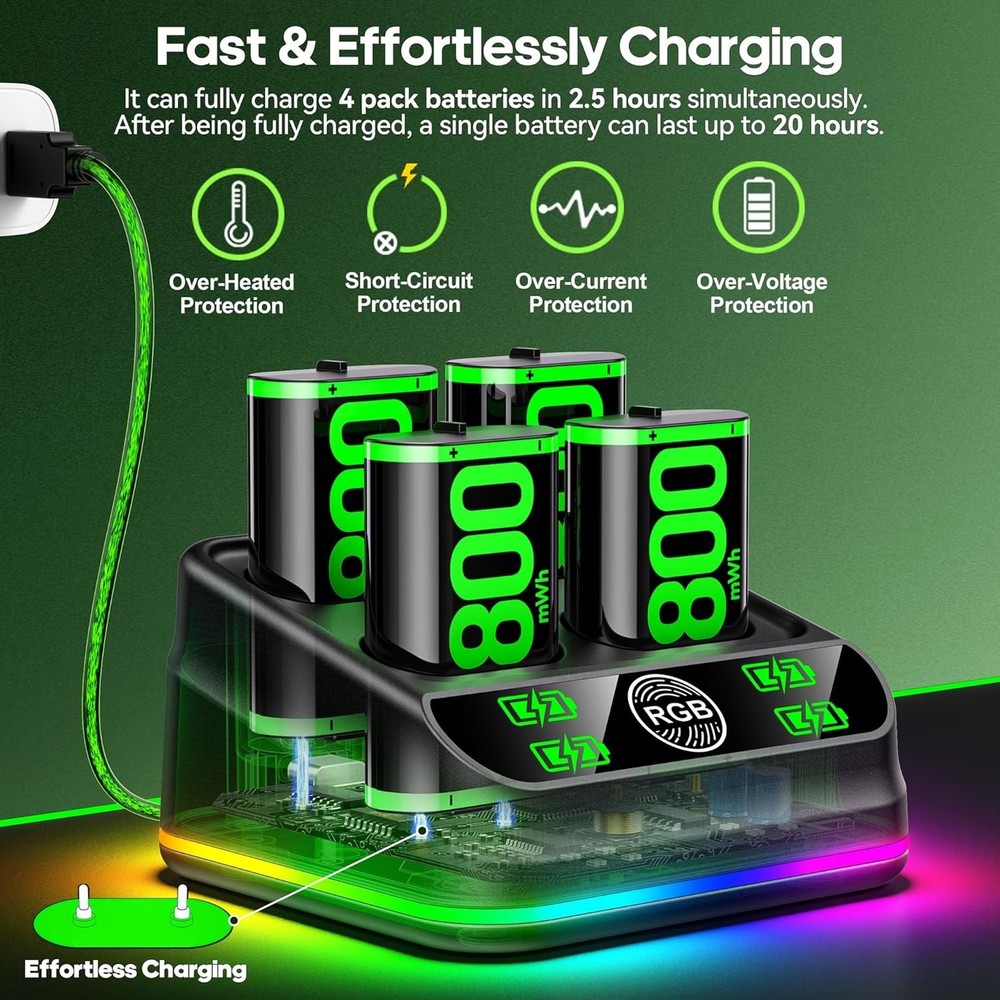 4800mWh Rechargeable Battery Pack for Xbox Controllers