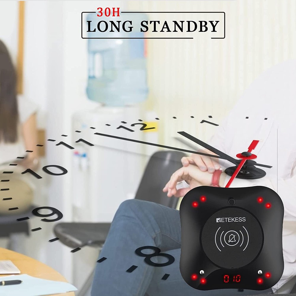 Retekess TD164 Wireless Paging Queuing Calling System Restaurant 10Coaster Pager