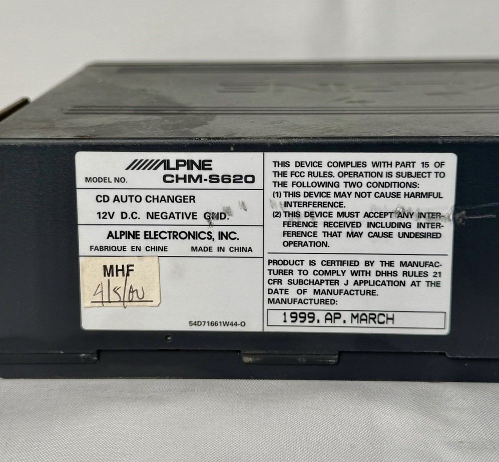 ALPINE CD Shuttle 6D Compact Disc Changer CHM-S630 1999 W CD Cassette Untested