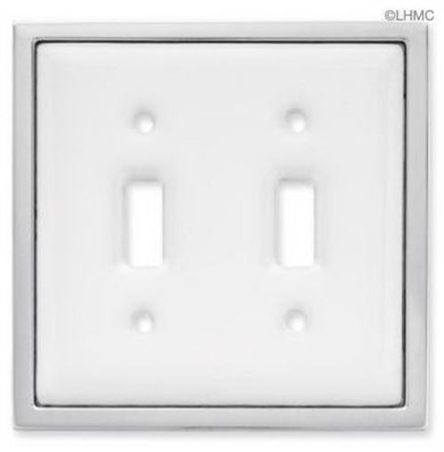 Double Switch Wall Plate - Ceramic with Chrome Trim