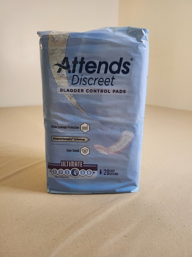 Attends Discreet women's bladder control pads 20 count package
