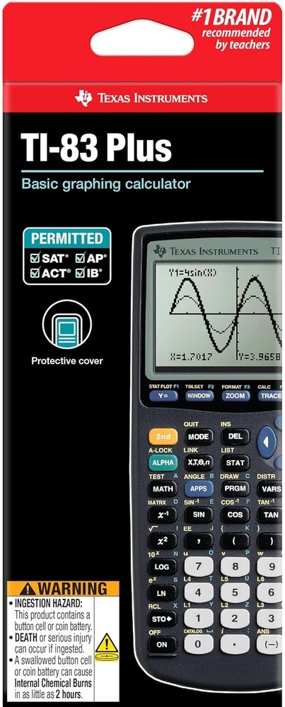 Graphing Calculator, Plastic, Standard Size, SAT PSAT ACT AP IB, Multi-Function