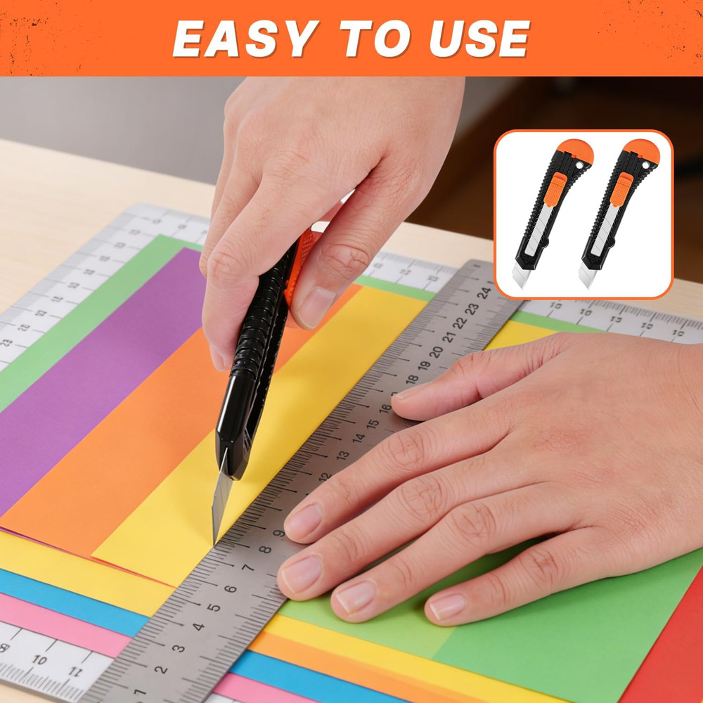 6-Pack Utility Knife Retractable, Retractable Box Cutter for Boxes, Cardboard an