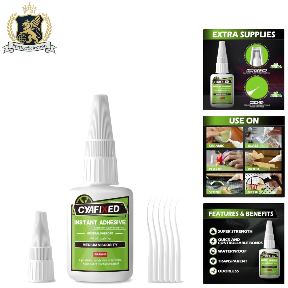 Precision Medium Super Glue - Waterproof CA Glue with Microtip for Crafts & R...