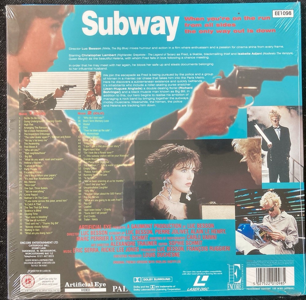 Subway Laserdisc 1985 NEW SEALED