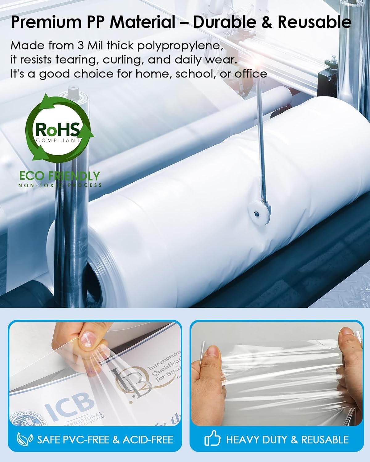 50 Clear Sheet Protectors 8.5x11 KTRIO Plastic Sleeves for 3-Ring Binder Pages