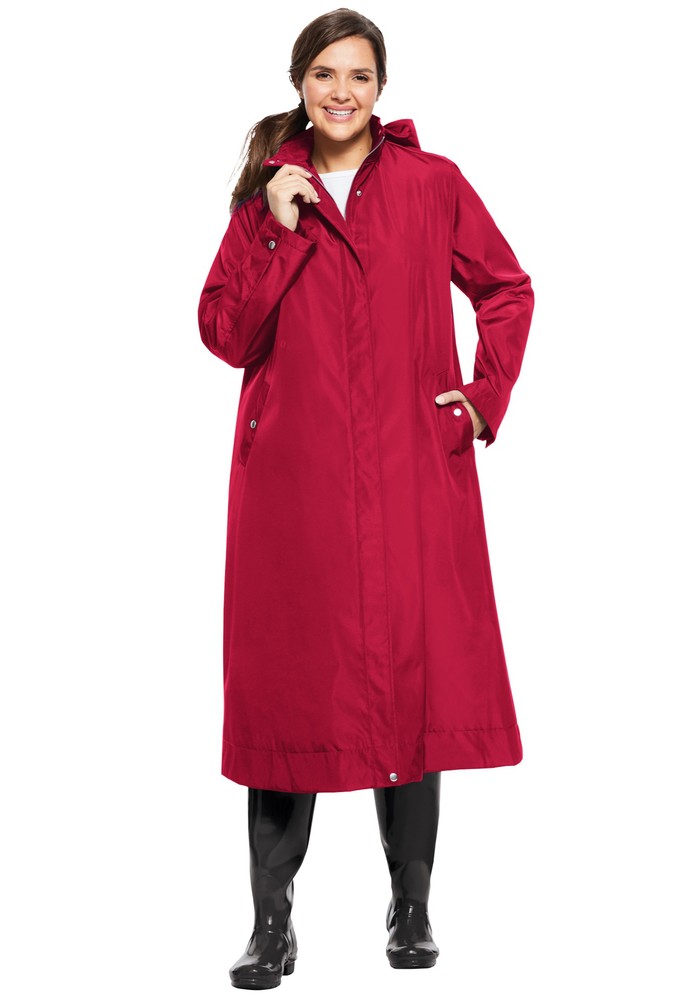 Woman Within Women's Plus Size Long A-Line Raincoat