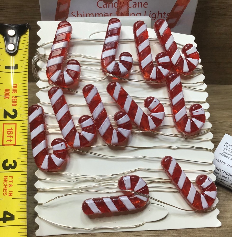 Manor Lane 20 CANDY CANE Shimmer String Lights 10ft Silver Metal String DEFECT