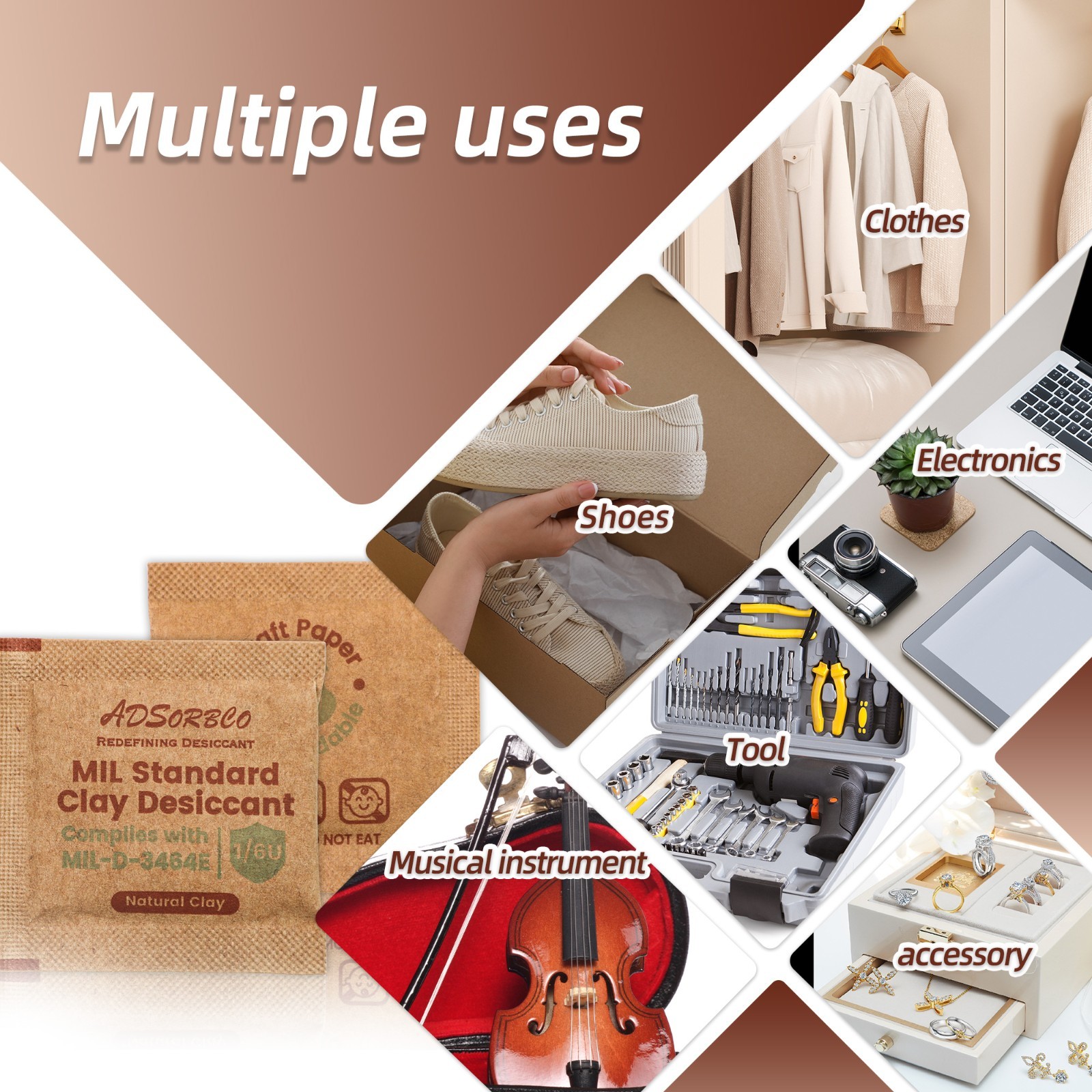 (6g x 50pcs) Adsorbco Montmorillonite Clay Desiccant Packs