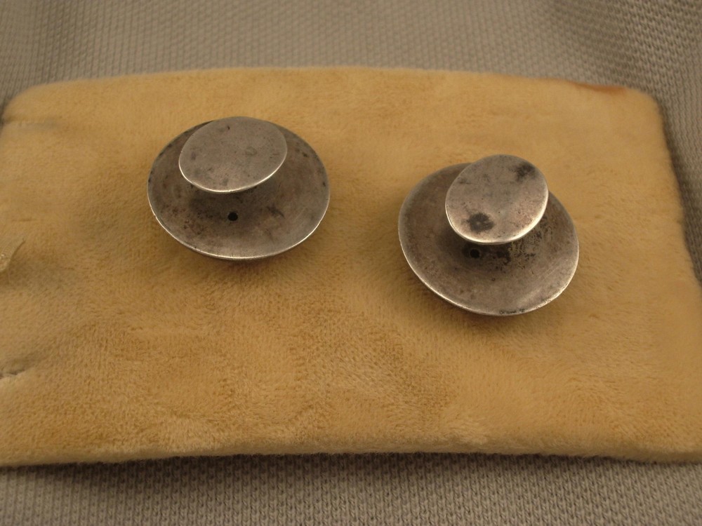 ANTIQUE RUSSIAN SILVER NIELLO CUFF-LINKS WITH MONOGRAMS