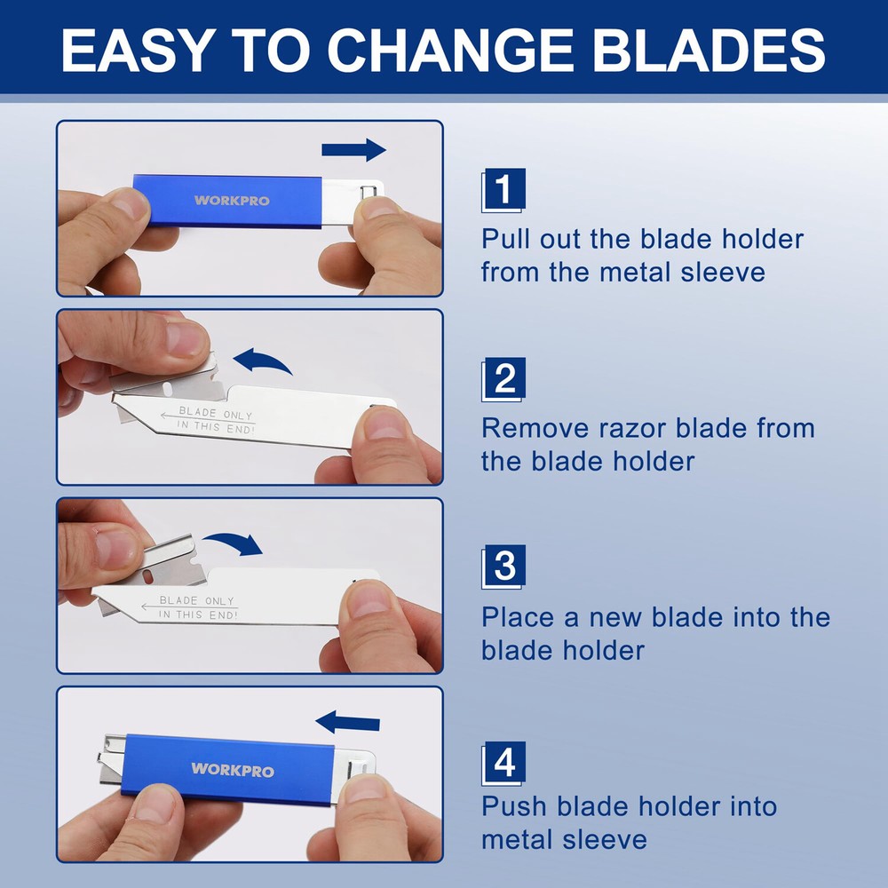WORKPRO 12-Pack Box Cutter Retractable Utility Knife Box Opener Edge Razor Blade