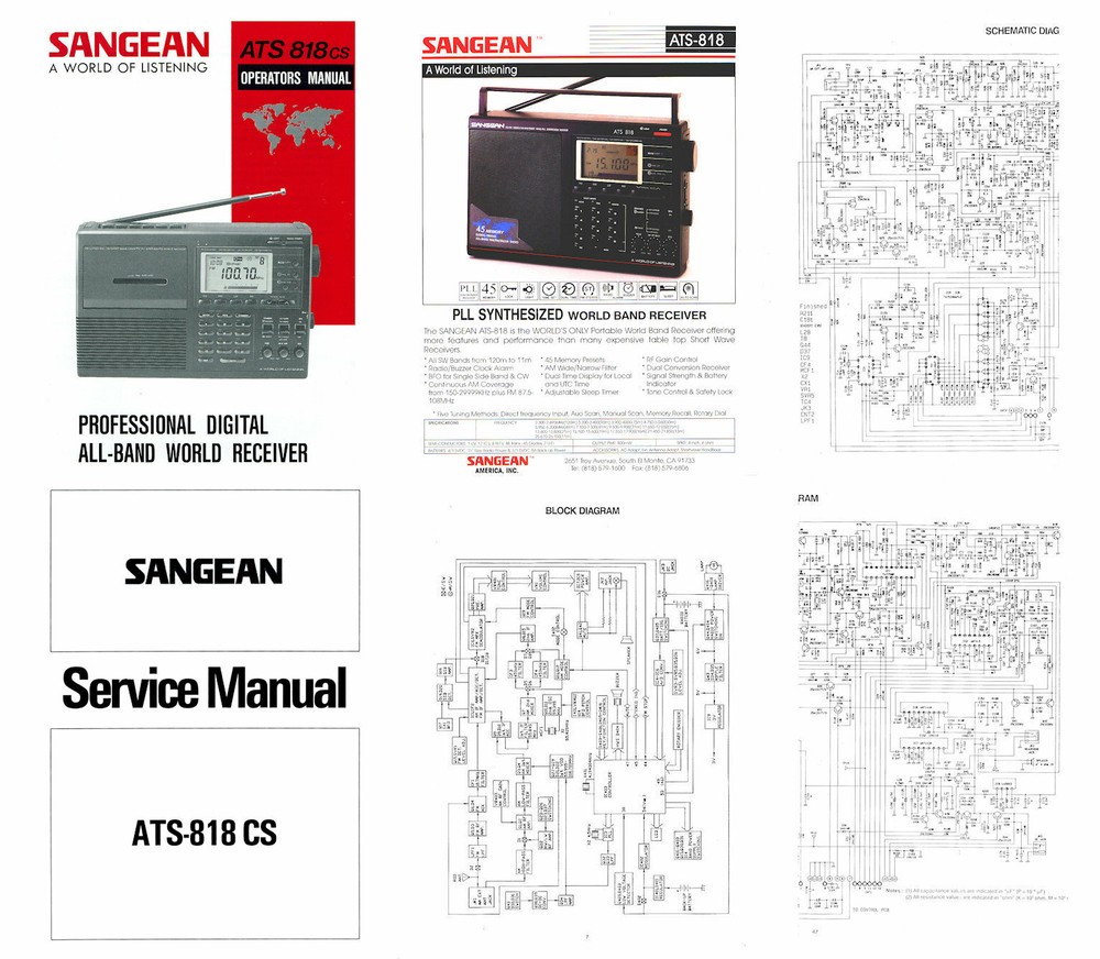 SANGEAN ATS-818CS OPERATING MANUAL + SERVICE MANUAL