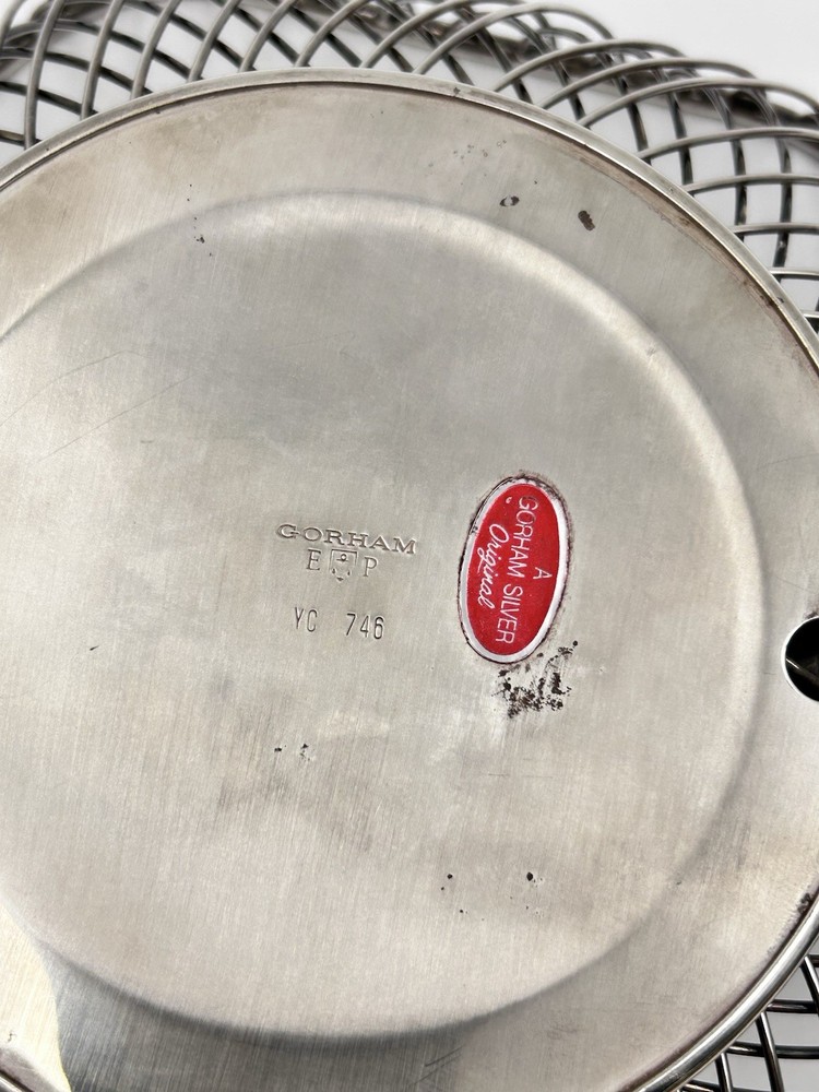 Vintage Gorham Silver Plate Hexagonal Wire Basket YC 746 Circa 1970's