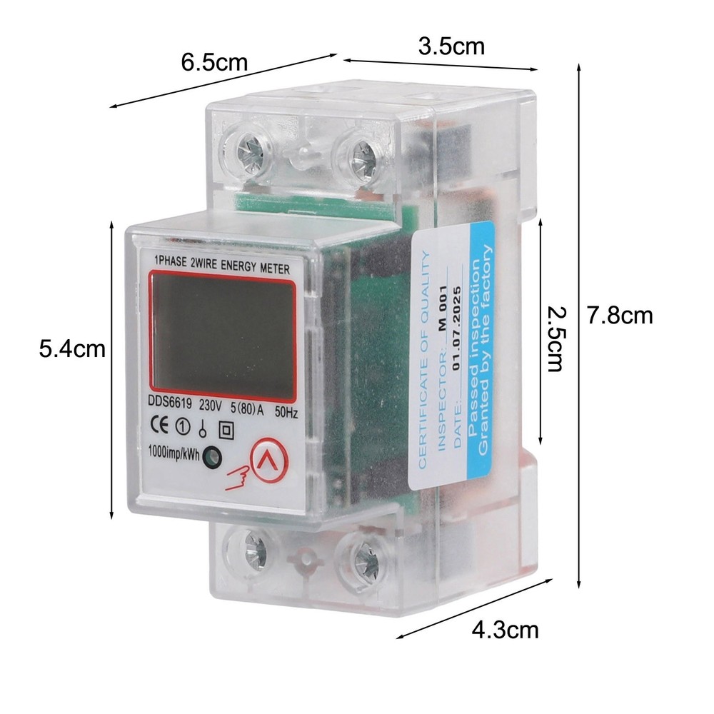 80A Maximum Current Single Phase Energy Meter kWh Voltage Current Power