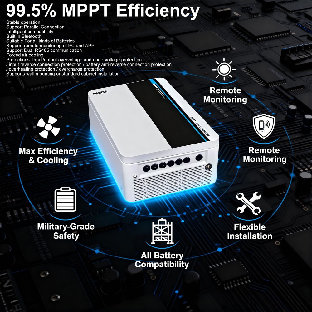 MPPT 80A Solar Charge Controller For 72V-120V/96V Battery Regulator w/LCD Meter