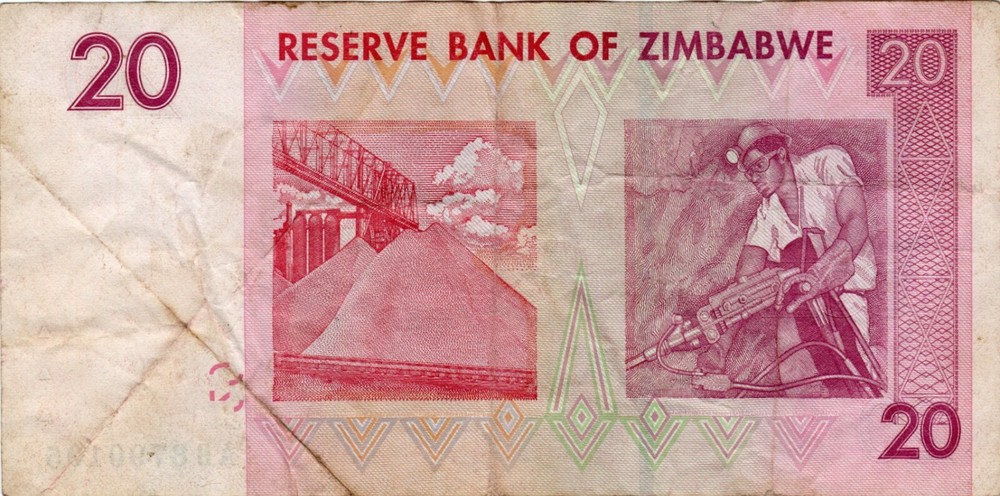 Banknote Zimbabwe 20 Dollars 2008 P68