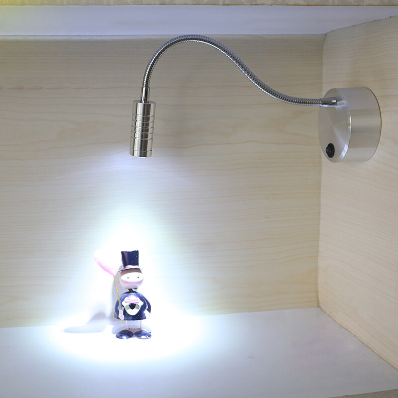 3W LED Light Cabinet Flexible Pipe Battery-Powered Lamp Button Spotlight Wine