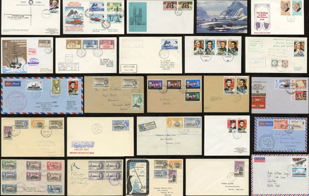 BRITISH ANTARCTIC BAT FALKLANDS ..COVERS POSTMARKS ..PRICED SINGLY or GROUPS
