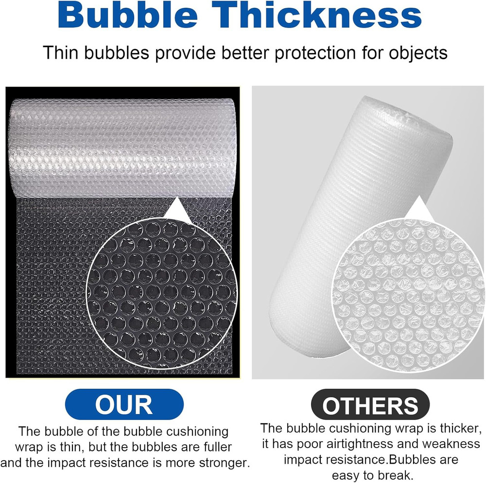 12 Inch X 72Ft - 2 Pack Total Small Thin Bubble Cushioning Wrap for Extra Protec
