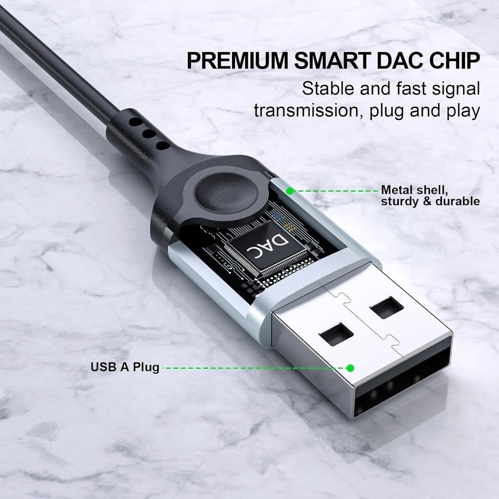 USB Headset with Microphone for PC 7.5 Ft Cable, USB A Headphones for Computer,