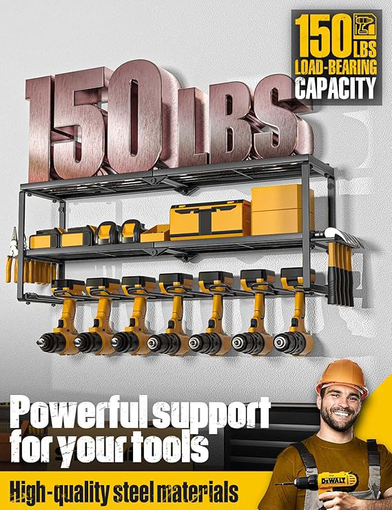 Power Tool Storage Organizer Rack Cordless Drill Tools Rack Holder for Workshop