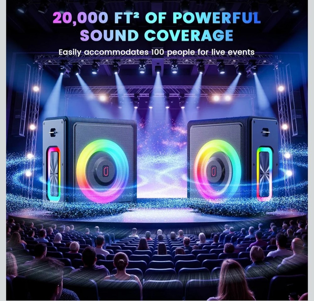 PPMIC Karaoke Machine, Portable Bluetooth 5.3 Speaker with 2 Wireless...