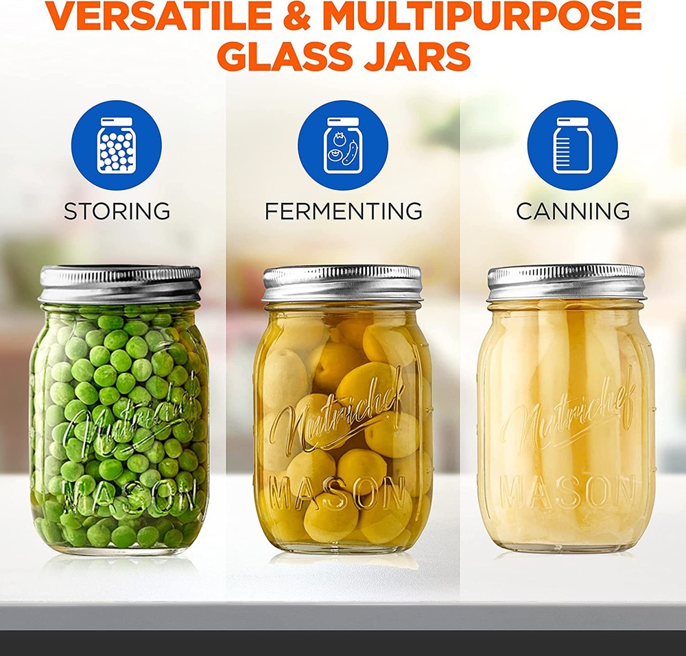 Nutrichef NCMSJ8 8 Pcs Mason Jars Set