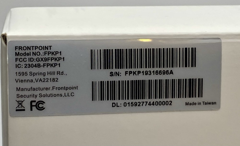 Frontpoint Home Security System Hub FPHUB1 With Adapter & Keypad FPKP1