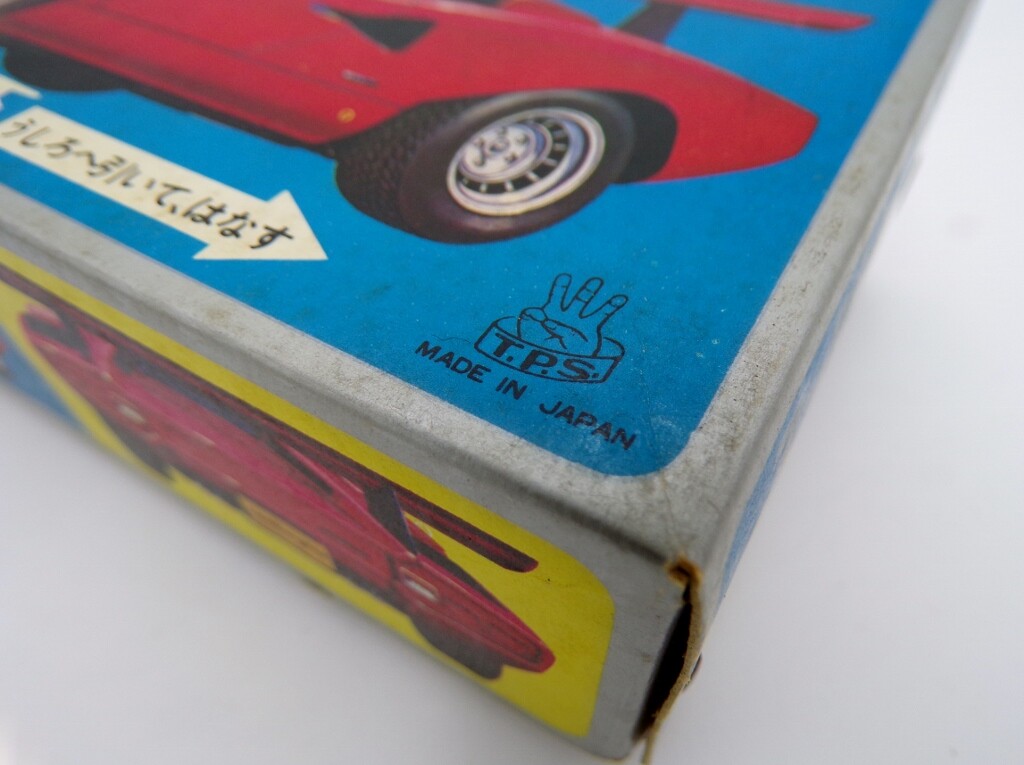 Vintage 70's T.P.S Japan Plastic Pull Back Lamborghini Countach NOS Nomura Toys