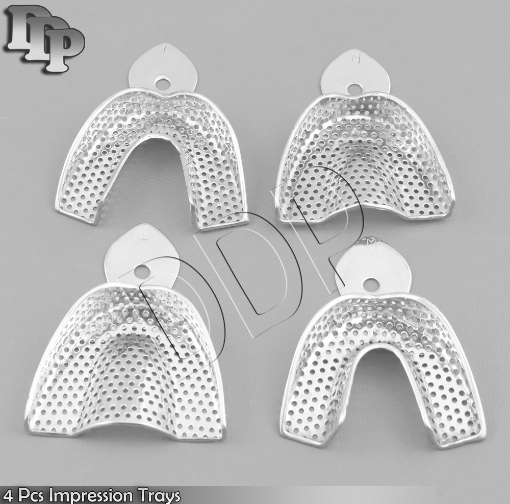 4 Pcs Impression Large Trays Upper Lower Dental Surgical Instruments