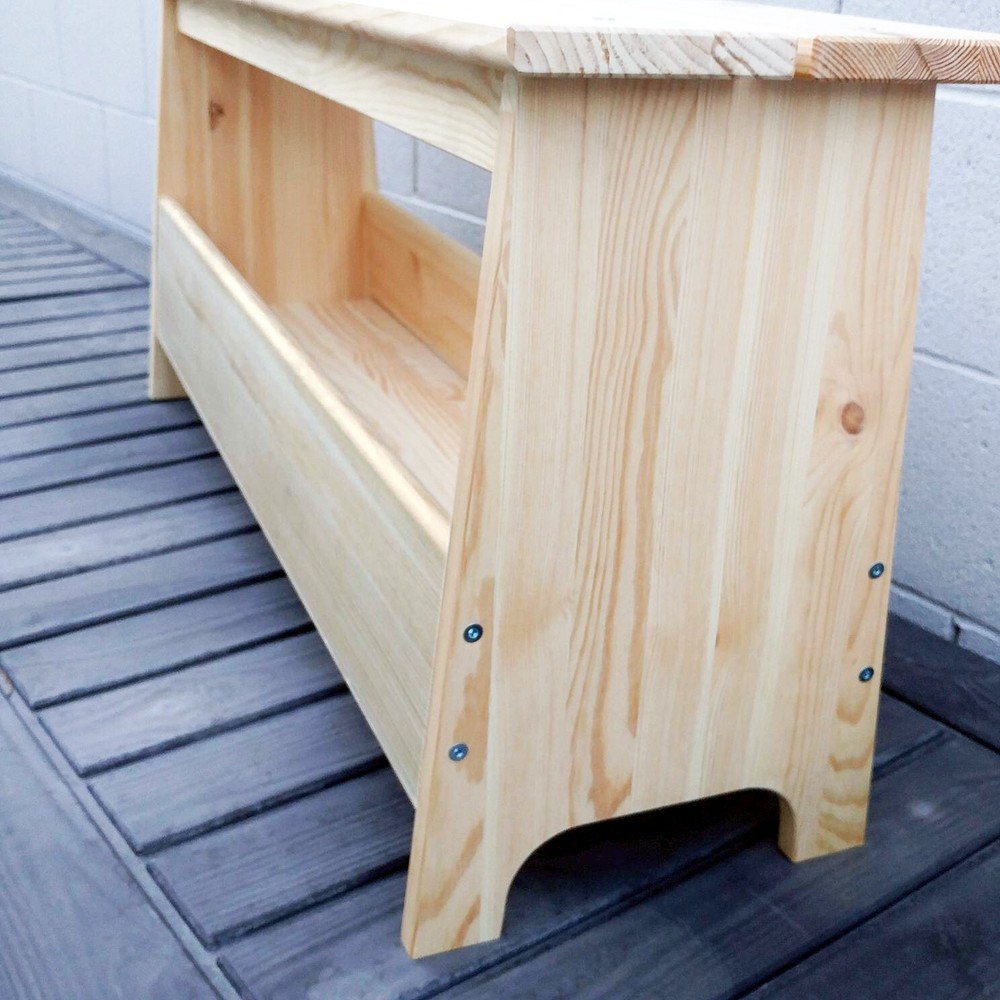 IKEA Solid Pine PERJOHAN Bench w/ storage, Unfinished Wood Rustic Nordic Cottage