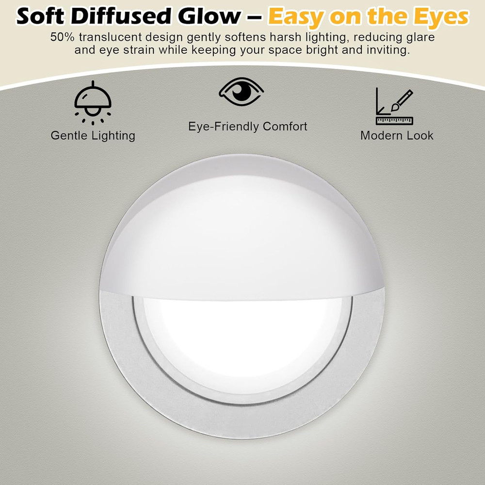 4-Pack Stick-On Half Shades Recessed Ceiling Lights Glare Blocker Light Diffuser
