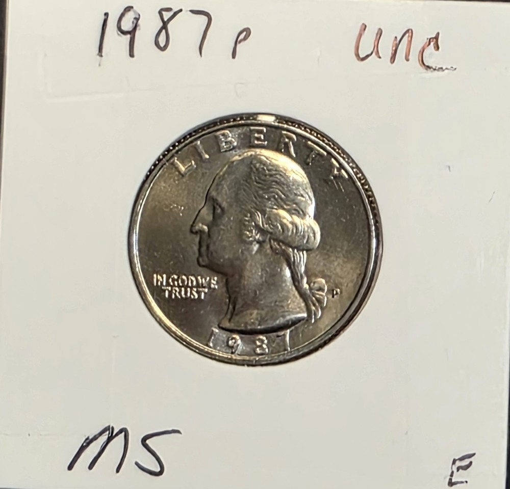 1987-P GEM BU Washington Quarter 25 C Uncirculated (B, E)