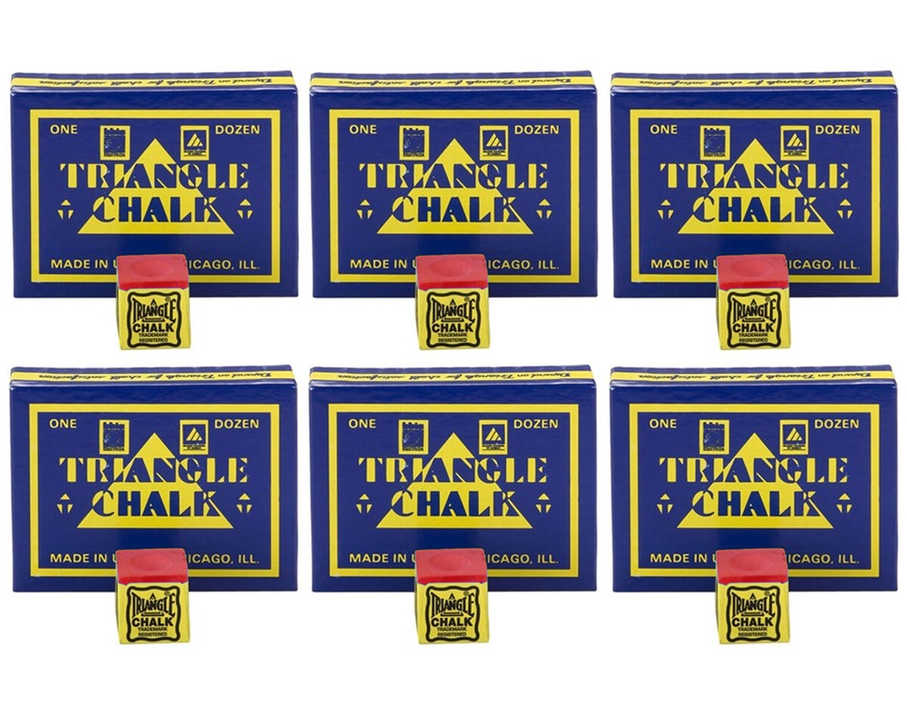 Triangle Billiard/Pool Cue Chalk - Red - 6 Pack/72 Pieces