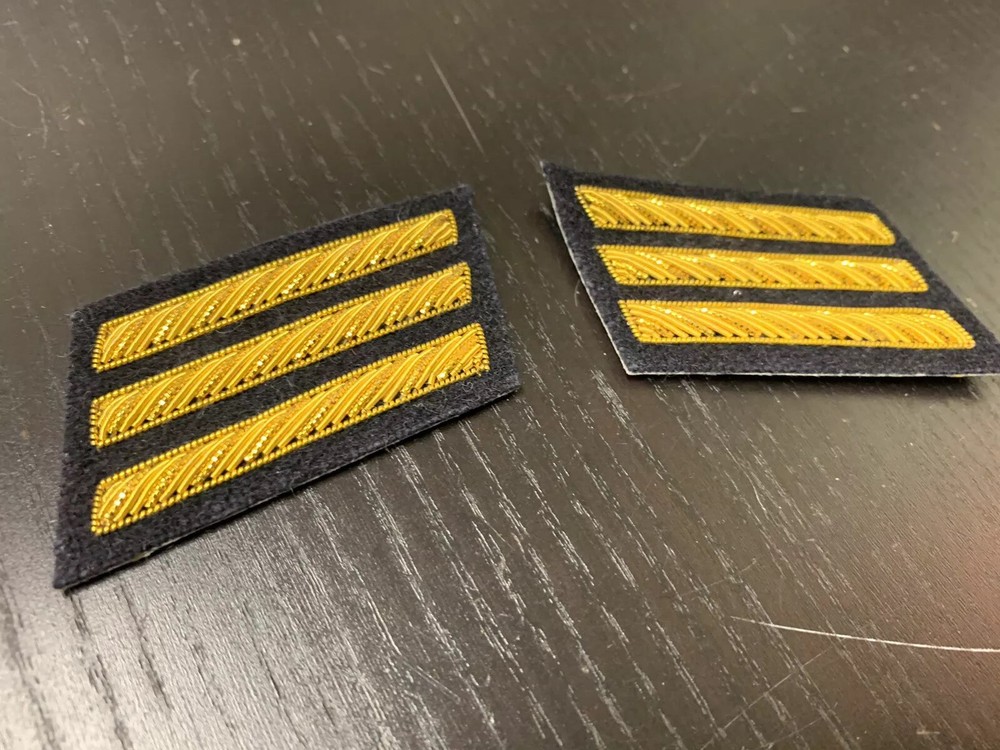 CSA Gold Embroidered Captains Bars - DARK BLUE Background Pair - NEW