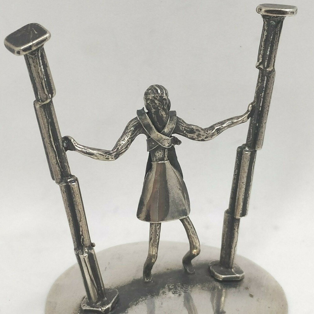 MINIATURE STATUE "SAMSON & PILLARS" HANDMADE SILVER MINIATURE FIGURINE