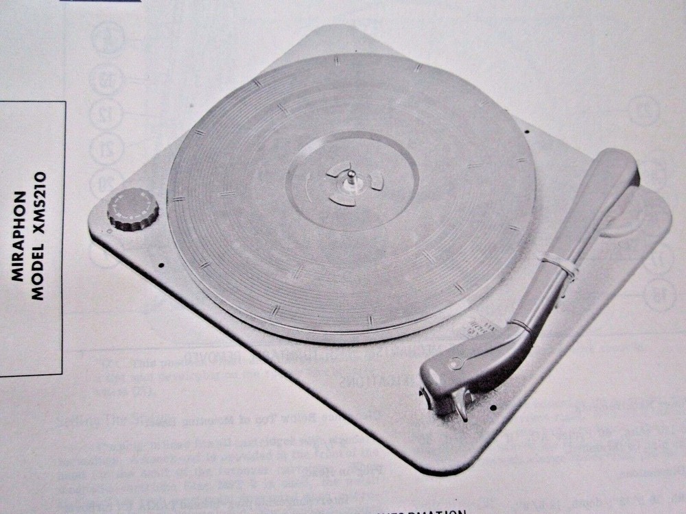 MIRAPHON XMS210 RECORD CHANGER TURNTABLE PHOTOFACT