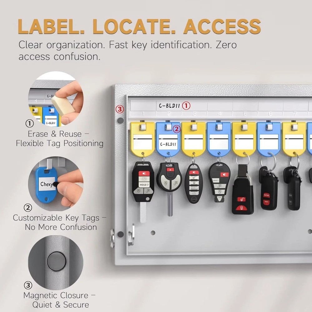 16 Key Lock Box Wall Mount, Smart Key Cabinet, use One Time Password,Fixed Code,