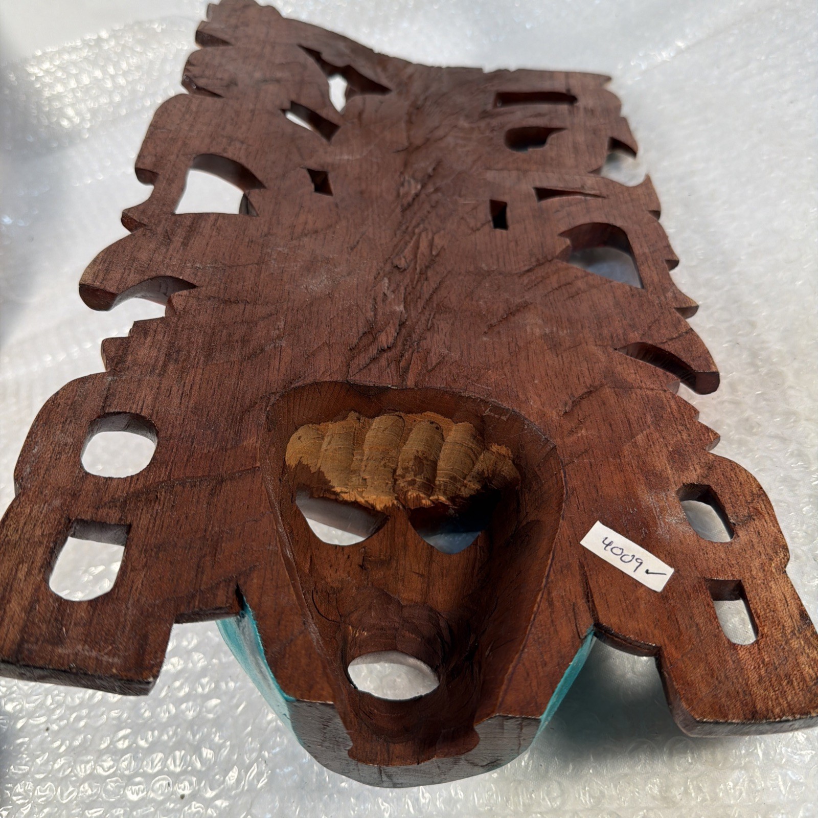 Hand-Carved Wooden Mayan Mask From Mexico