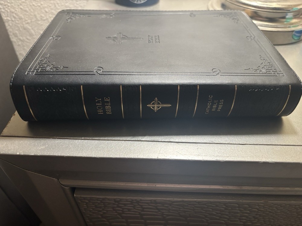 Holy Bible Black Leather Bound Cross Reference Edition Book Religious Scripture
