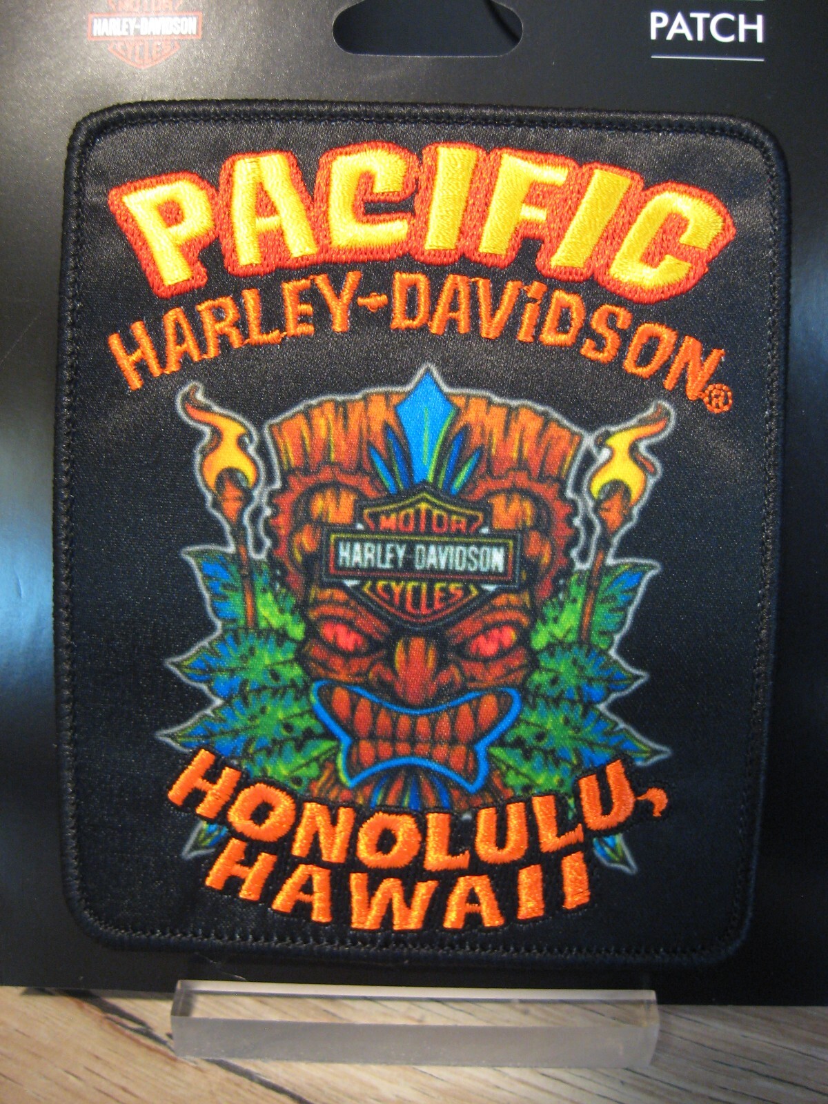 Pacific Harley Davidson Emblem 4.5" x 3.75" Sew On Patch - Tiki Honolulu, Hawaii