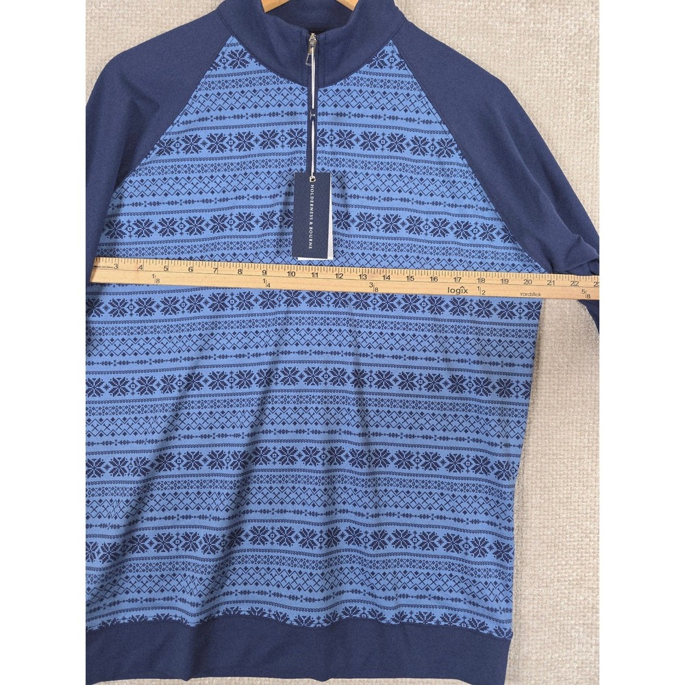 Holderness & Bourne Mens Dry Luxe Performance 1/4 Zip Fair Isle Pullover Small