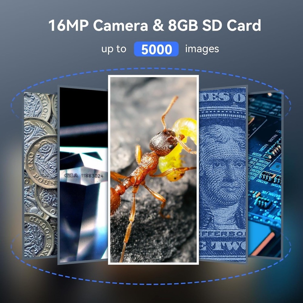 P10 Portable 100X Illuminated Microscope with 2" Screen & Dimmable LED Lights