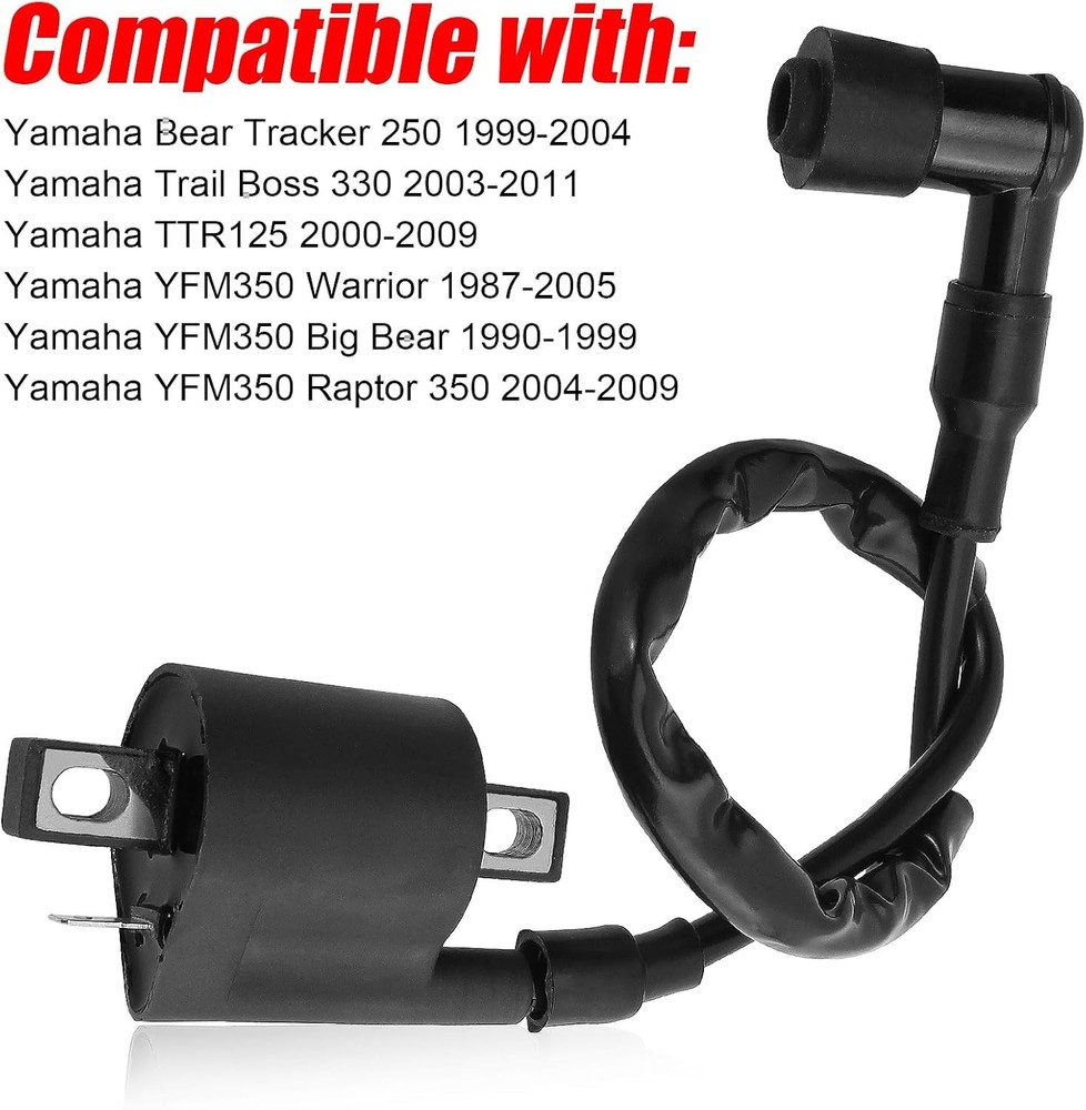 Yamaha ATV Ignition Coil Compatible with Bear Tracker, Warrior, Raptor - Durable