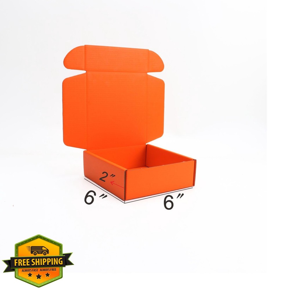 KAXILU Small Orange Shipping Boxes 6x6x2" E-commerce Packaging (20 Pcs)