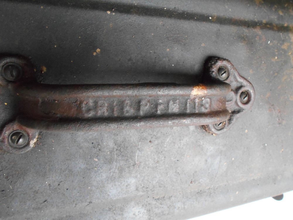 Antique Metal Tool Box with Very Fancy Handle