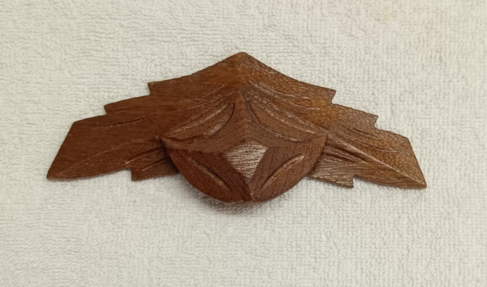 ANTIQUE  WALNUT CARVED LEAF PATTERN  DRAWER, BIN, DOOR, HANDLE