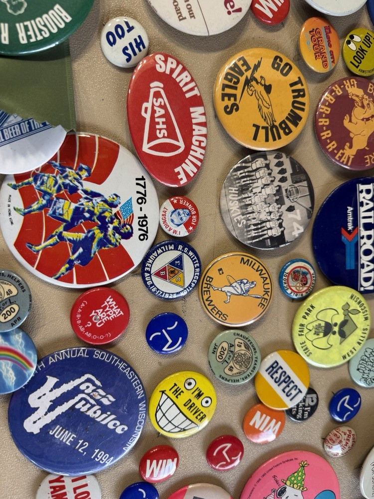 300 VINTAGE BUTTONS TEAMSTERS PLUS MORE