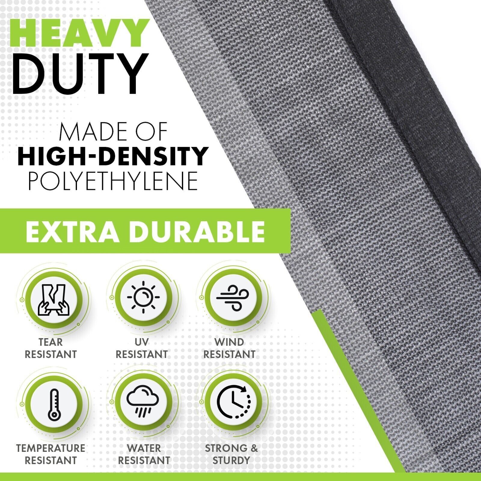 WindscreenSupplyCo Heavy Duty Mesh Tarp Sun Shade, Cover, 60-70% Blockage Black